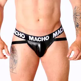 Macho MX25NC Jockstrap Crna Sintetička Koža M - Fetish Kolekcija