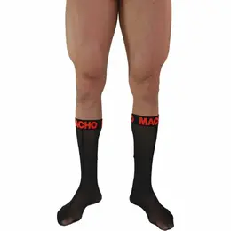 Macho Tanke Čarape Crna/Crvena One Size - Elastičan Poluprovidni Dizajn