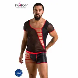 Passion 055 Set Crni S/M - Elegantni Poliuretanski i Poliesterski Veš