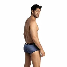 ANAIS MEN NAVAL Brief M - Sporty Navy Blue Mesh with Satin Stripes