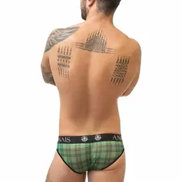 Anais Men MAGIC Slip XL Green-Black Check Comfort Briefs