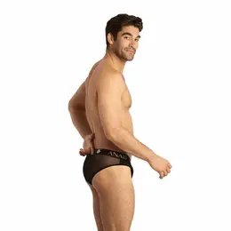 ANAIS MEN Eros Slip L - Black Tulle Men’s Briefs, Wide Waistband