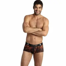 ANAIS MEN CHILL Boxer Shorts M - Sporty Black Mesh with Tropical Print