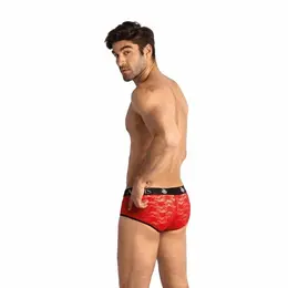 ANAIS MEN Brave Brief L Red Floral Lace Sporty Cut Underwear