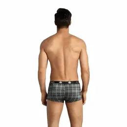ANAIS MEN Balance Boxer L Black-Grey Check Microfiber Long Leg