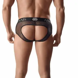 Anais Men ARES Jock Bikini L Black - Mesh & Leather Look, Exposed Back