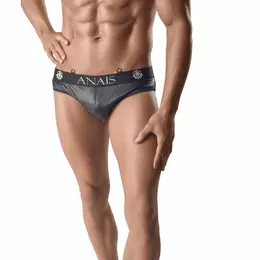 ANAIS MEN ARES Slip 2XL - Black Mesh & Eco-Leather Shorts, Comfort Fit