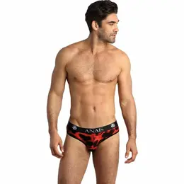 Anais Men Savage Slip S - Red Microfiber Briefs with Animal Print