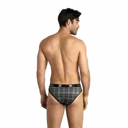 ANAIS MEN Balance Slip S - Karirane mikrofiber gaćice, crna/siva/bela