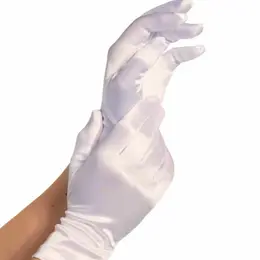 Leg Avenue Satin Kratke Rukavice Bele Elegantan Završetak Jedna Veličina