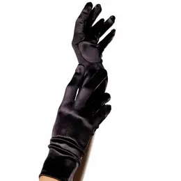 Leg Avenue Satin Rukavice Crne Elegantan Kratki Dodatak Za Zabave Jedna Veličina