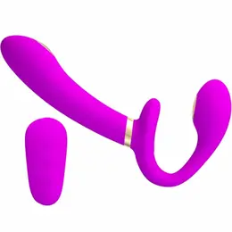 Pretty Love Thunderbird Double Strap-On Daljinski Vibrator Ljubičasti Silikon