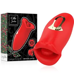 MIA SICILIA Double Action Vibrating Stimulator with Flexible Tongue, Pink