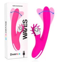 Diversia Bunny Waves 24 cm – Silikonski Dvostruki Intimni Uređaj USB Roze