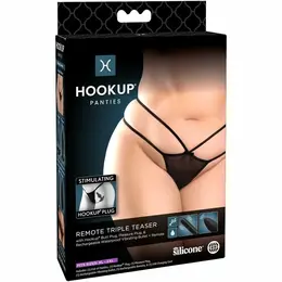 Pipedream Hook Up Panties Remote Triple Teaser Set, XL-2XL, Black