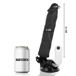 BASECOCK Vibrating Silicone Device 21cm Black with Wired Remote Control