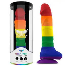 MYTHOLOGY Corey Pride L Silikonski fantazijski uređaj usisna baza Rainbow