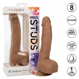 CalExotics Silicone Studs 20 cm Braon - Fleksibilni Anatomski Model sa Sisaljkom