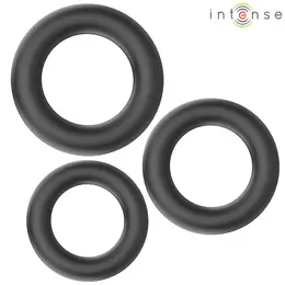INTENSE Hugh 3-Piece Silicone Ring Set Black Adjustable Sizes