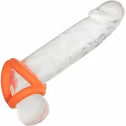 CalExotics Alpha Tri-Ring Intimni sistem Narandžasti Tečni silikon 3-prstena