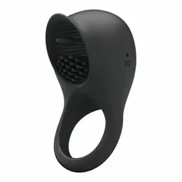 Pretty Love Vibrirajući silikonski prsten Crni Jezik 12-modni USB Punjiv