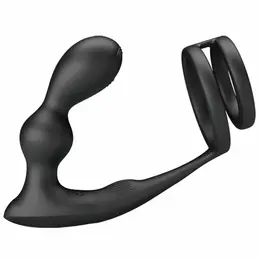 Pretty Love Marshall Dual Stimulation Silicone Ring Set with Remote, Black