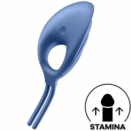 Satisfyer Swordsman Adjustable Vibrating Ring Blue - Waterproof Silicone