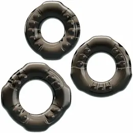 Baile Yvonne Set of 3 Flexible Black Rings - TPR, Multiple Sizes