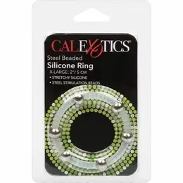 CalExotics Silikonski Performans Prsten sa Čeličnim Kuglicama XL, 5 cm, Crni