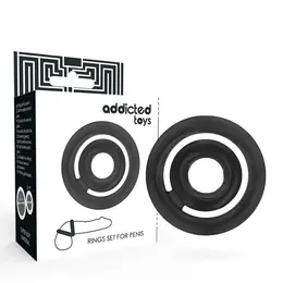 Addicted Toys Potenz Dual Silicone Support Ring Set Black 42/20mm