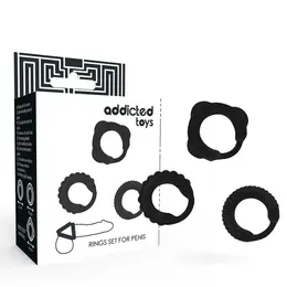 Addicted Toys Set od 3 Crna Silikonska Prstena za Podršku - Podesive Veličine