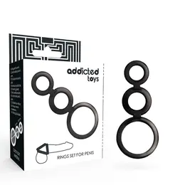 Addicted Toys Set Prstenova Dimljeni - 3-Delni Anatomski Silikonski Sistem