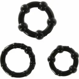 Seven Creations Set od 3 Crna Silikonska Potporna Prstena - Različite Veličine