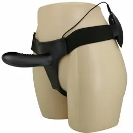 Pretty Love Myron Adjustable Hollow Vibrating Harness Silicone Black