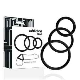 Addicted Toys Set od 3 Crna Silikonska Potporna Prstena - S/M/L Veličine