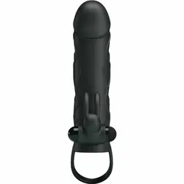 Pretty Love Silicone Extension Sleeve 14 cm Black with Vibration
