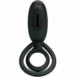 Pretty Love Esther Intimate Silicone Ring with Vibrating Feature Black