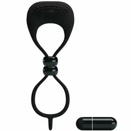 Pretty Love Double Silicone Ring Black - Dual Support System with Vibration