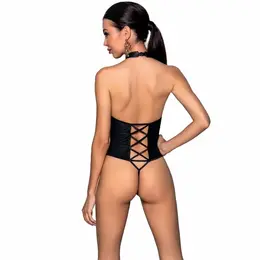 Passion Nancy Black Ecological Leather Teddy S/M - Elegant Strappy Design