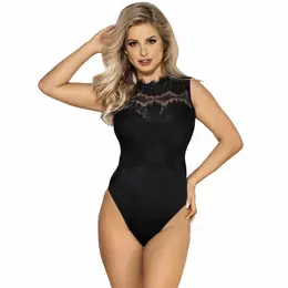 Subblime Teddy Opaque Black L/XL - Elegant One-Piece Lingerie