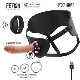 Fetish Submissive Cyberstrap M - Adjustable Harness & Remote Vibration WatchME