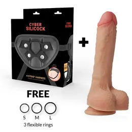 CYBERSILICOCK Connor Liquid Silicone Strap-On Set sa Pojasom i 3 Prstena 20.5 cm