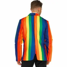Leg Avenue Rainbow Blazer & Tie Set - Multicolor, Size M, Polyester