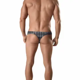 Anais Men Aegis String L - Checkered Thong, Grey, Premium Comfort