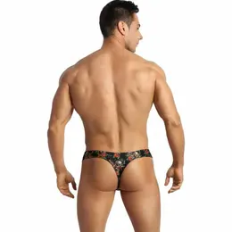 Anais Men Power String L - Men's Thong with Rose & Skull Print, Size L