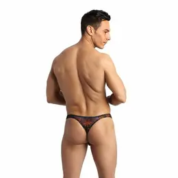 ANAIS MEN Chill String M - Black Mesh Thong with Colorful Palm Print