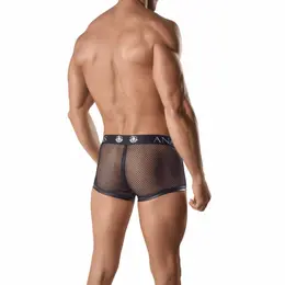 ANAIS MEN ARES Boxer Shorts 3XL Black Mesh & Leather Look Comfort Fit