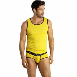 ANAIS MEN Tokio Top S Yellow - Sleeveless Modern Modal Shirt