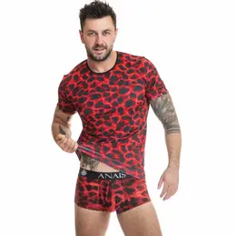ANAIS MEN Savage Microfiber T-Shirt XL - Expressive Animal Print, Red