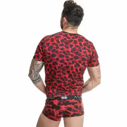 Anais Men Savage Crvena mikrofibra zivotinjski print T-Shirt velicina S